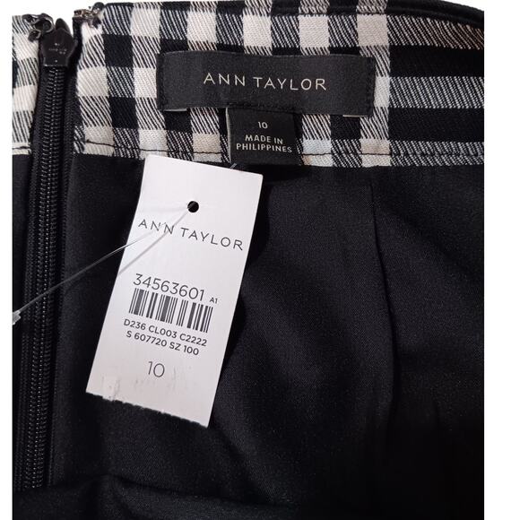 NEW ANN TAYLOR‎ Tailored White Black Plaid Skirt 10 Career Dressy Office Event - Picture 4 of 6